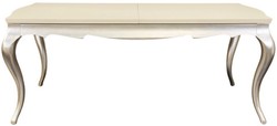 Casa Padrino Art Deco dining table cream / silver 189-240 x 108 x H. 76 cm - Extendable solid wood kitchen table - Art Deco Dining Room Furniture