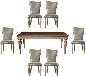 Casa Padrino luxury baroque dining room set green / silver / copper / gold - 1 Dining Table & 6 Dining Chairs - Baroque dining room furniture - Noble & Magnificent Casa Padrino luxury baroque dining room set green / silver / copper / gold - 1 Dining Table & 6 Dining Chairs - Baroque dining room furniture - Noble & Magnificent