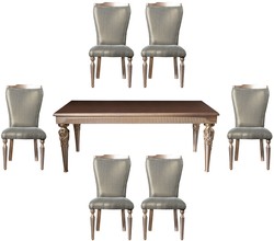 Casa Padrino luxury baroque dining room set green / silver / copper / gold - 1 Dining Table & 6 Dining Chairs - Baroque dining room furniture - Noble & Magnificent