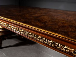 Casa Padrino conjunto de comedor barroco de lujo marrón / oro - 1 Mesa de Comedor y 6 Sillas de Comedor - Muebles de comedor de estilo barroco nobles