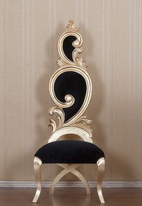 Casa Padrino sedia da pranzo barocco nero / oro 65 x 54 x A. 166 cm - Magnifico sedia da cucina in mogano con velluto pregiato - Mobili da sala da pranzo barocco

