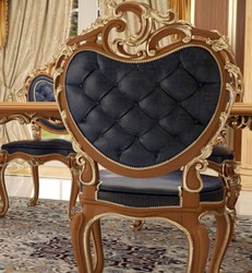 Casa Padrino ensemble de 4 chaises de salle à manger baroques de luxe bleu foncé / marron / or 57 x 62 x H. 105 cm - Mobilier de château d'hôtel-restaurant - Qualité de luxe - Fabriqué en Italie