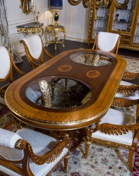 Casa Padrino luxury baroque dining table light brown / brown / gold - Different Sizes - Magnificent solid wood dining room table - Hotel Restaurant Castle Furniture - Luxury Quality - Made in Italy