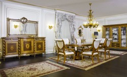 Casa Padrino luxury baroque dining table light brown / brown / gold - Different Sizes - Magnificent solid wood dining room table - Hotel Restaurant Castle Furniture - Luxury Quality - Made in Italy