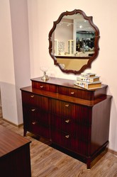 Art Deco Mahagoni Spiegel Wandspiegel Dunkelbraun Art Deco Mahogany Mirror Wall Mirror Dark Brown