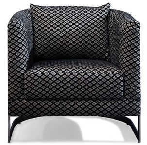Casa Padrino Luxus Sessel Silber / Schwarz 73 x 64 x H. 77 cm - Wohnzimmer Sessel mit dekorativem Kissen - Luxus Wohnzimmer Möbel