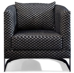 Luxus Designer Wohnzimmer Sessel Silber Schwarz Luxury Designer Living Room Armchair Silver Black