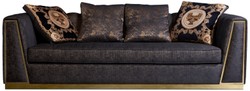 Casa Padrino divano da soggiorno di lusso con cuscini decorativi nero / oro 238 x 97 x A. 72 cm - Mobili di Lusso