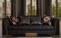 Casa Padrino divano da soggiorno di lusso con cuscini decorativi nero / oro 238 x 97 x A. 72 cm - Mobili di Lusso