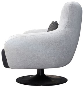 Casa Padrino Luxus Drehsessel Hellgrau / Schwarz 87 x 84 x H. 88 cm - Wohnzimmer Sessel mit dekorativem Kissen - Luxus Wohnzimmer Möbel