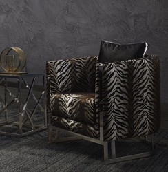 Casa Padrino luxury armchair tiger pattern / silver 77 x 83 x H. 77 cm - Living room armchair with decorative pillow - Living room furniture - Luxury Collection