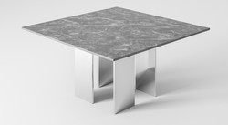 Casa Padrino table à manger de luxe gris / argent 150 x 150 x H. 75 cm - Table de salle à manger carrée avec plateau en marbre - Meubles de salle à manger - Collection de Luxe Casa Padrino table à manger de luxe gris / argent 150 x 150 x H. 75 cm - Table de salle à manger carrée avec plateau en marbre - Meubles de salle à manger - Collection de Luxe