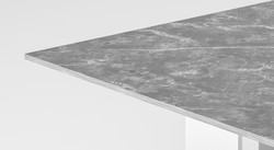 Casa Padrino table à manger de luxe gris / argent 150 x 150 x H. 75 cm - Table de salle à manger carrée avec plateau en marbre - Meubles de salle à manger - Collection de Luxe Casa Padrino table à manger de luxe gris / argent 150 x 150 x H. 75 cm - Table de salle à manger carrée avec plateau en marbre - Meubles de salle à manger - Collection de Luxe