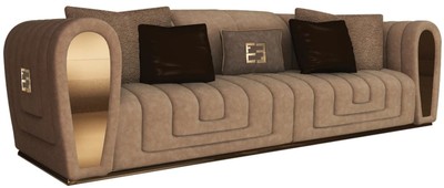 Luxus Hotel Wohnzimmer Wildleder Sofa Taupefarben Gold Luxury Hotel Living Room Suede Sofa Taupe Gold