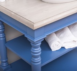 Casa Padrino Country Style Bathroom Set Blue / Light Gray - 1 Washstand & 1 Wall Mirror - Solid Wood Bathroom Furniture in Country Style
