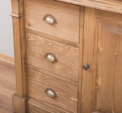 Casa Padrino Country Style Bathroom Set Natural / White - 1 Washstand & 1 Wall Mirror - Solid Wood Bathroom Furniture in Country Style