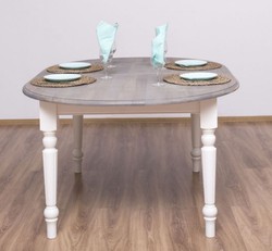 Ovaler Landhausstil Massivholz Esstisch Küchentisch Grau Weiß Oval Country Style Solid Wood Dining Table Kitchen Table Gray White