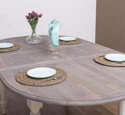Ovaler Landhausstil Massivholz Esstisch Küchentisch Grau Weiß Oval Country Style Solid Wood Dining Table Kitchen Table Gray White