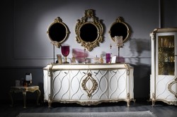 Casa Padrino table d'appoint baroque de luxe blanc / or antique 61 x 61 x H. 54 cm - Magnifique table en bois massif de style baroque - Mobilier de salon baroque
