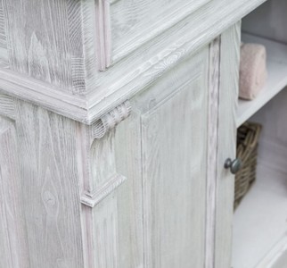 Casa Padrino Landhausstil Badezimmer Set Hellgrau / Dunkelgrau - 1 Waschtisch & 1 Wandspiegel - Massivholz Badezimmer Möbel im Landhausstil