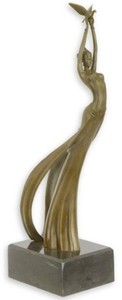 Casa Padrino figura in bronzo di design con base in marmo signora e uccello bronzo / nero 9,5 x 15,8 x A. 39 cm - Elegante figura decorativa - Decorazione scrivania - Decorazione soggiorno