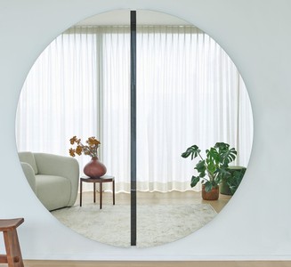 Casa Padrino espejo de lujo negro 200 x 3,5 x A. 200 cm - Espejo de pared redondo - Espejo de Sala de Estar Hotel Restaurante