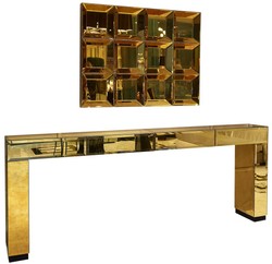 Luxus Designer Möbel Set Konsole mit Spiegel Gold Luxury Designer Furniture Set Console with Mirror Gold