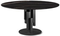 Casa Padrino tavolo da pranzo di lusso nero Ø 158 x A. 75 cm - Tavolo da pranzo rotondo moderno con piano in ceramica - Mobili per sala da pranzo - Qualità di Lusso - Fatto in Italia
