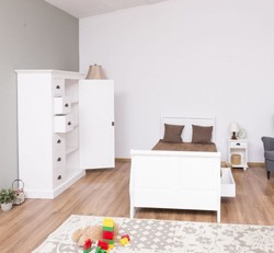 Landhausstil Massivholz Schlafzimmer Möbel Set Weiß Country Style Solid Wood Bedroom Furniture Set White