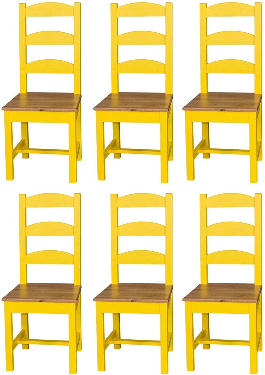 Casa Padrino Landhausstil Esszimmer Stuhl Set 48 x 41 x H. 93 cm - Verschiedene Farben - Massivholz Küchen Stühle 6er Set - Esszimmer Möbel im Landhausstil
