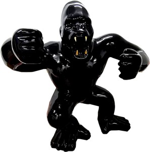 Énorme sculpture décorative design Casa Padrino Gorilla Monkey Noir aux dents dorées 180 x H.200 cm - Figurine décorative résistante aux intempéries Énorme sculpture décorative design Casa Padrino Gorilla Monkey Noir aux dents dorées 180 x H.200 cm - Figurine décorative résistante aux intempéries