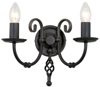Casa Padrino lámpara de pared doble barroco negro 35 x 22 x A. 27 cm - Elegante lámpara de pared de acero - Lámparas de pared de estilo barroco