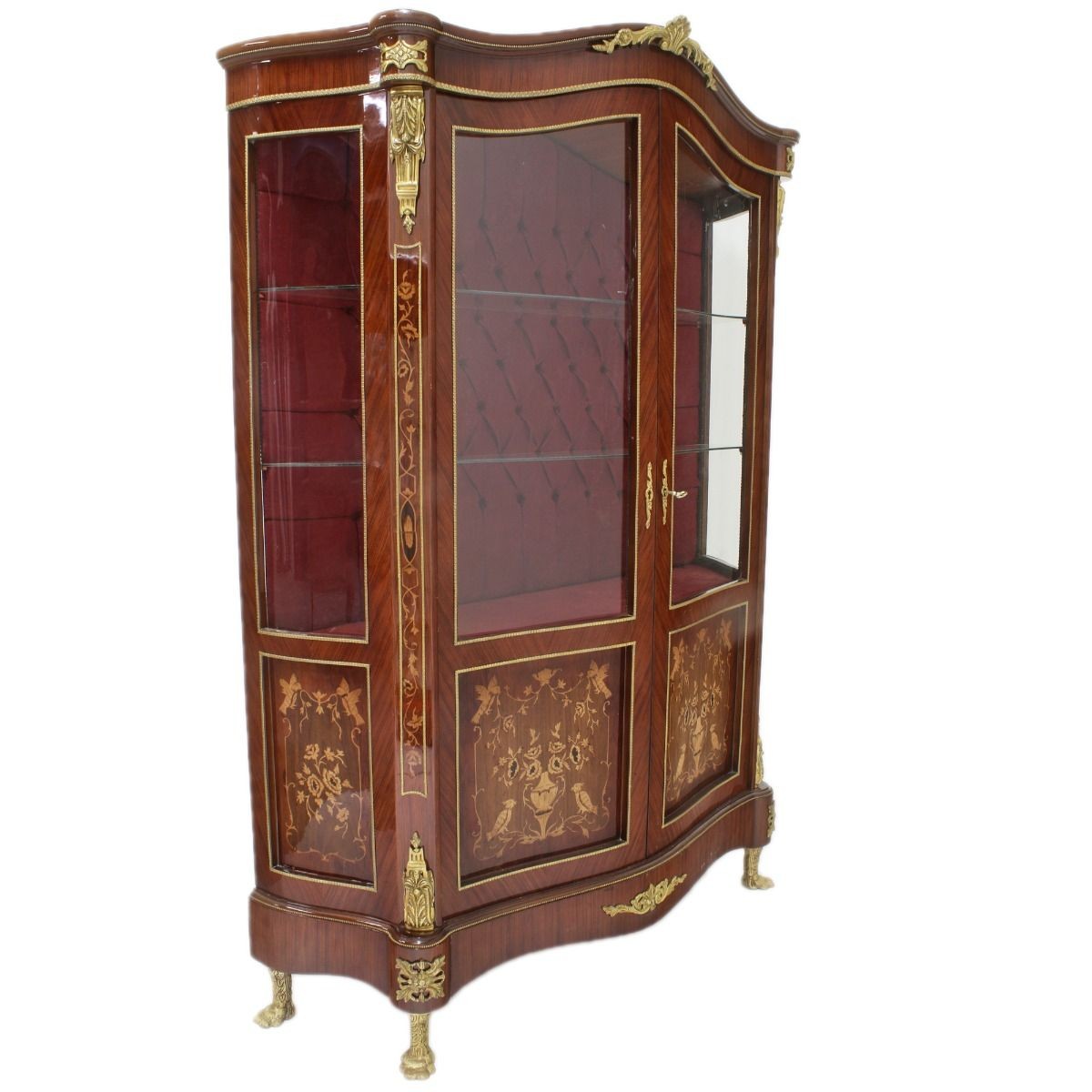 Casa Padrino baroque glass showcase showcase 130 x H 180 cm - baroque furniture - showcase - living room cabinet cupboard mahogany Casa Padrino baroque glass showcase showcase 130 x H 180 cm - baroque furniture - showcase - living room cabinet cupboard mahogany
