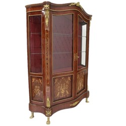 Casa Padrino baroque glass showcase showcase 130 x H 180 cm - baroque furniture - showcase - living room cabinet cupboard mahogany Casa Padrino baroque glass showcase showcase 130 x H 180 cm - baroque furniture - showcase - living room cabinet cupboard mahogany