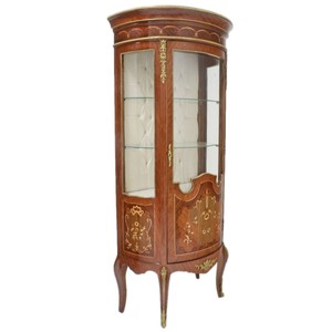 Casa Padrino Barock Vitrinenschrank aus Mahagoni Holz in Braun - 80 x 45 x H 175 cm - Luxus Vitrine im Barockstil