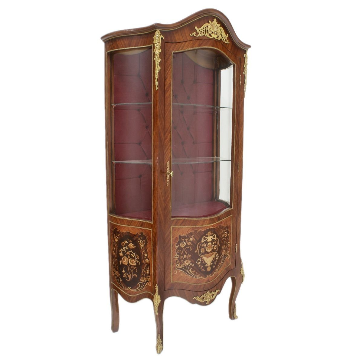 Casa Padrino Barock Glas Vitrine Vitrinenschrank 85 x H 180 cm - Barock Möbel - Vitrinenschrank - Wohnzimmerschrank Schrank Mahagoni