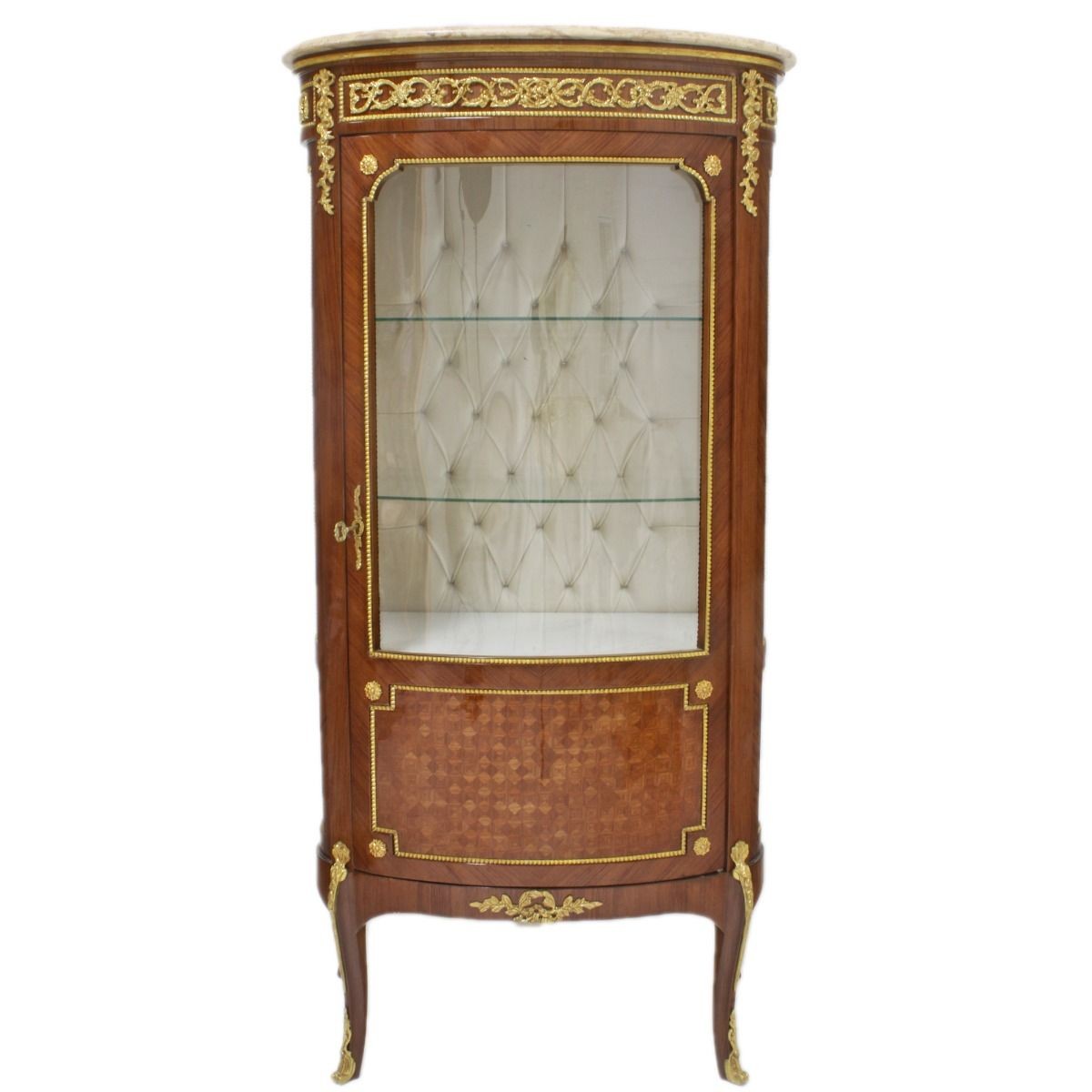 Casa Padrino Barock Glas Vitrine Vitrinenschrank 85 x H 180 cm - Barock Möbel - Vitrinenschrank - Wohnzimmerschrank Schrank Mahagoni