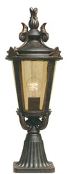 Casa Padrino lampada del piedistallo barocco nero antico / bronzo / ambra Ø 22,5 x A. 56 cm - Lampada da esterno per terrazza da giardino resistente alle intemperie lanterna da giardino