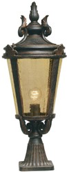 Casa Padrino lampe de piédestal baroque noir antique / bronze / ambre Ø 30 x H. 68 cm - Lampadaire extérieur de terrasse de jardin résistant aux intempéries - Éclairage extérieur nostalgique