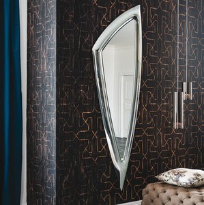 Casa Padrino espejo de diseño de lujo 75 x 8 x A. 215 cm - Espejo de pared con marco de vidrio curvado - Colección de Lujo
