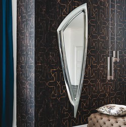 Casa Padrino espejo de diseño de lujo 75 x 8 x A. 215 cm - Espejo de pared con marco de vidrio curvado - Colección de Lujo