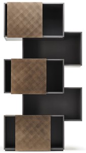 Casa Padrino Luxus Regalschrank mit 3 Schiebetüren Graphit / Bronze 104,5 x 30 x H. 196,5 cm - Bücherschrank - Wohnzimmerschrank - Büroschrank - Luxus Schrank