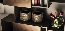 Casa Padrino cabinet mensola di lusso con 3 ante scorrevoli grafite / bronzo 104,5 x 30 x A. 196,5 cm - Armadio per Libri - Armadio Soggiorno - Armadio Ufficio - Armadio di Lusso