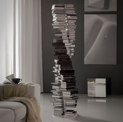 Casa Padrino scaffale per libri di lusso bianco 36 x 36 x A. 181 cm - Scaffale per libri autoportante in acciaio inox - Mobili Soggiorno - Collezione di Lusso
