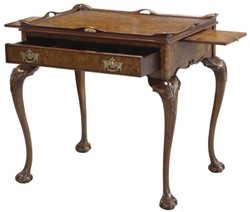 Casa Padrino mesa auxiliar Art Nouveau de lujo con cajón y bandeja extraíble marrón 78 x 57 x A. 78 cm - Elegante mesa de té - Muebles de salón Barrocos y Art Nouveau - Calidad de Lujo