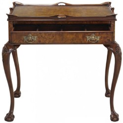 Casa Padrino mesa auxiliar Art Nouveau de lujo con cajón y bandeja extraíble marrón 78 x 57 x A. 78 cm - Elegante mesa de té - Muebles de salón Barrocos y Art Nouveau - Calidad de Lujo