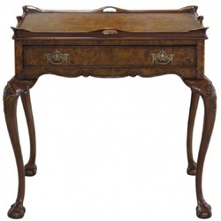 Casa Padrino mesa auxiliar Art Nouveau de lujo con cajón y bandeja extraíble marrón 78 x 57 x A. 78 cm - Elegante mesa de té - Muebles de salón Barrocos y Art Nouveau - Calidad de Lujo