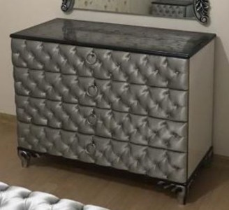 Casa Padrino cassettone barocco argento 100 x 45 x A. 90 cm - Cassettone camera da letto in legno massello con 4 cassetti - Mobili camera da letto barocco
