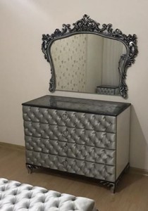 Casa Padrino commode de chambre baroque avec miroir mural élégant argent - Armoire en bois massif avec miroir - Meubles de chambre de style baroque
