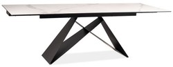 Ausziehbarer Luxus Designer Metall Esstisch Küchentisch mit Glasplatte Weiß Matt Schwarz Extendable Luxury Designer Metal Dining Table Kitchen Table with Glass Top White Matt Black